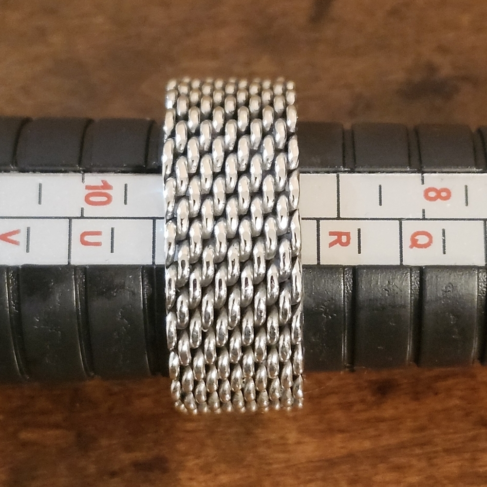 Tiffany Somerset Silver Mesh Ring Size 9 - Picture 7 of 10